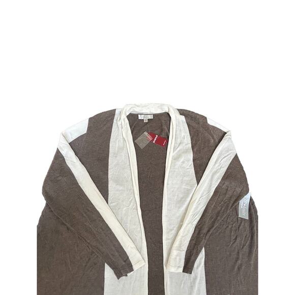 Avenue VIP Knits Open Front Long Sleeve Cardigan Sweater Women’s 18/20 Tan NWT - Picture 3 of 8